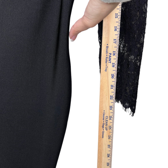 NEW DESIGNER BLACK LACE LONG SLEEVE CLASSIC BANDAGE DRESS SWEETHEART NECK SIZE L - Picture 16 of 16